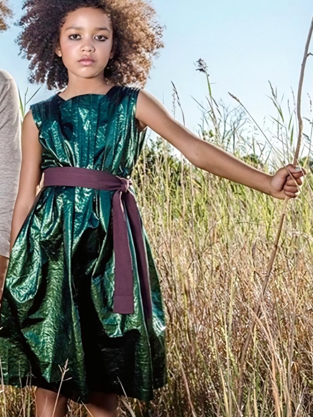 HTF Rare TiA CiBANi Girls Avant Garde Sculptural Green Metallic Dress, Size 5/6